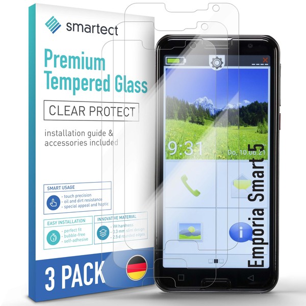 smartect Protective Glass [Pack of 3, Clear] Compatible with Emporia