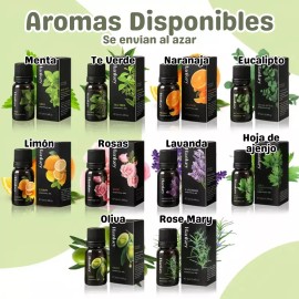 Aceite Esencial 10 ml con Gotero o Dosificador, Terapéuticas, Aromáticas, Antiestres, Aromaterapia, Relajación, Disolver en Agua para Humidificador, Difusor, Hidrosolubles, Revitalizantes, Ambientador, Spa, Casa, Precio por Caja, Mayoreo, Descuento Set 6