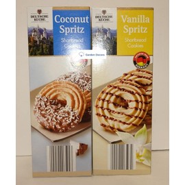 Deutsche Kuche Shortbread Cookies Coconut & Vanilla Spritz 10.6oz 300g (Two Boxes)