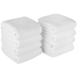 Microfibre Face Cleaning Cloths Makeup Remover Cloth Make-Up Wipes Pack of 8 30 cm x 30 cm White