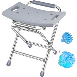 Folding Shower Chair for Elderly Seniors, Foldable Shower Stools and Benches for Adults, Bath Chair Shower Benches for The Disabled, Shower Seats, Blue Tub Chair