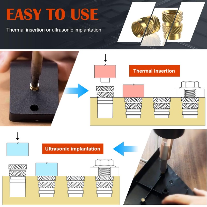 Ktehloy 400Pcs Threaded Inserts, M2 M2.5 M3 M4 M5 M6
