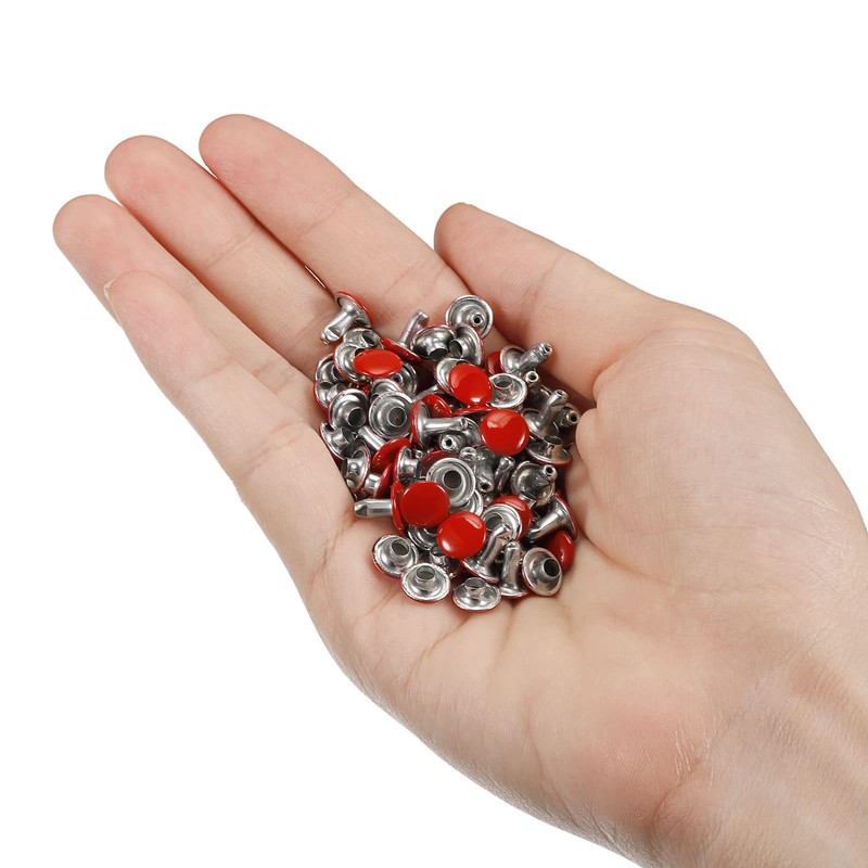 sourcing map 100 Sets Leather Rivets, 8mm Double Cap Rivets