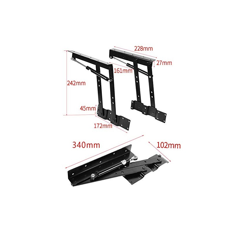 Oreilet Heavy Duty Lift Up Hydraulic Hinge, Adjustable Table Top