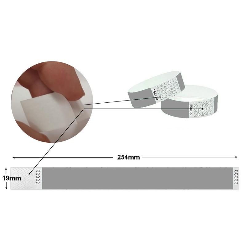 Tyvek Wristbands 3/4 inch 100 Pack, Paper Like Bracelets Used