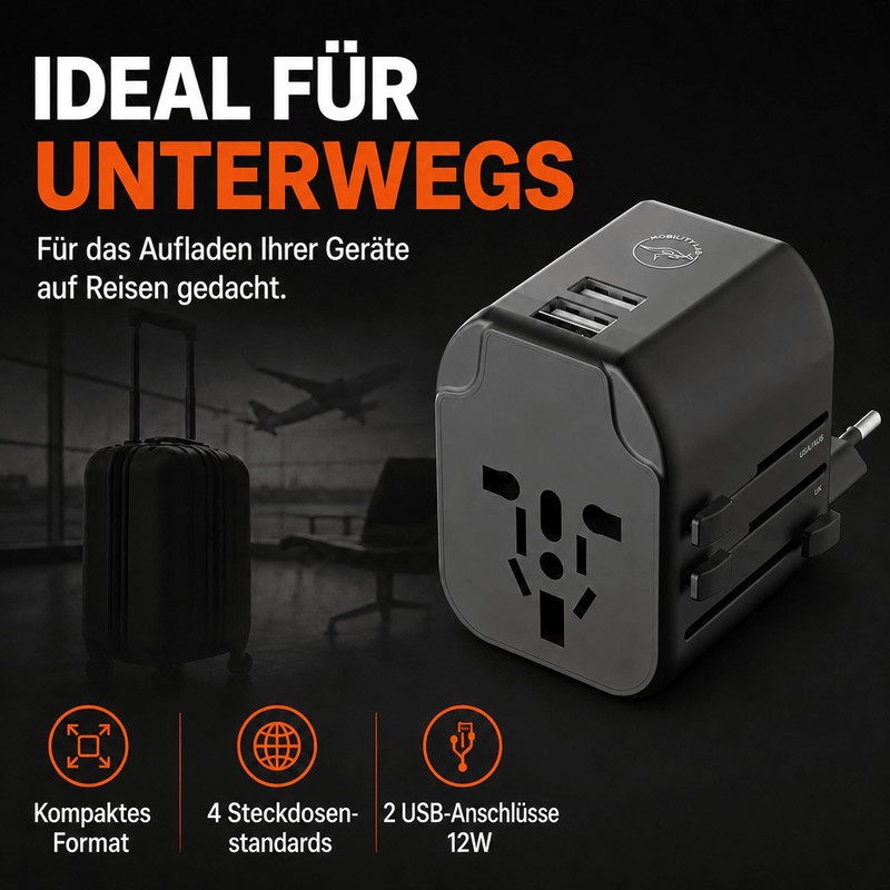 Mobility Lab ML314044 - Travel Adapter with 2 USB-C Ports