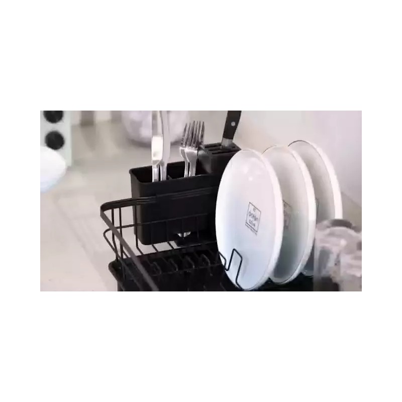 AIDERLY Stainless Steel Kitchen Dish Drying Rack w/ Utensil Holder