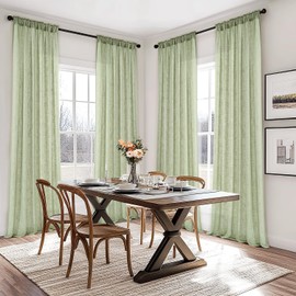 MIULEE Sage Green Linen Curtains 72 Inch Length 2 Panels Set for Living Room Bedroom Semi Sheer Light Filtering Farmhouse Rod Pocket Long Soft Thick Linen Textured Window Drapes W42XL72