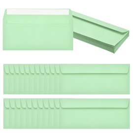 PATIKIL 24 Pack Light Green #10 Business Envelopes, Colored Self Seal Letter Size Envelopes for Business Mailing Office Checks Invitation, 24.1 x 10.5 cm