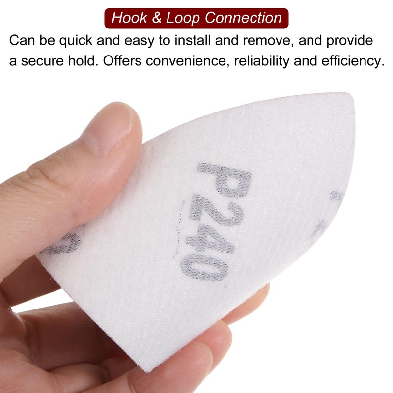 sourcing map 60pcs Triangular Hook & Loop Sandpapers 180/240/320/400/600/800 Grits
