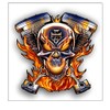 Vinyl Junkie Graphics Flaming Twin Skull Motorcycle Engine Sticker/Decal
