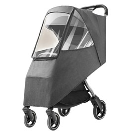 Stroller Rain Cover Universal Toddler Travel Weather Shield Waterproof Windproof Dustproof Coldproof Pushchair Rain Cover Linen Gray