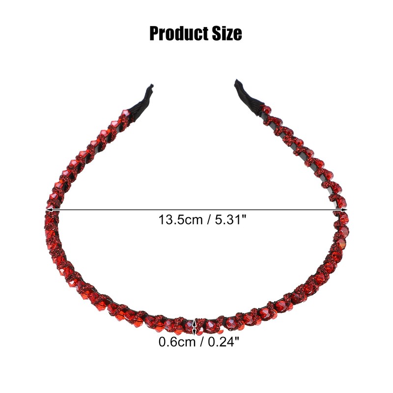 VOCOSTE Hair Hoop Women Headband Headband Rhinestone 0.6cm Width 1pcs