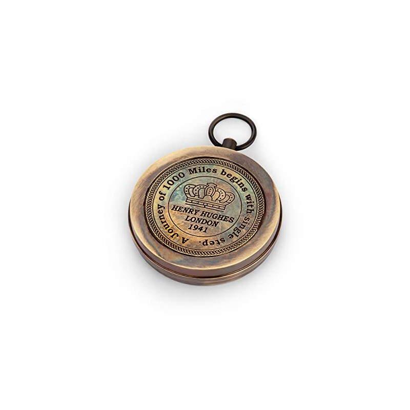 NKlaus 11656 Antique Brass Compass Pocket Compass Direction Indicator 5.7