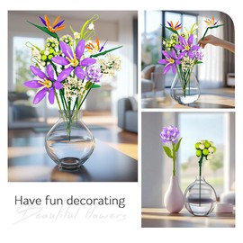 HIDMED Flower Bouquet Building Set for Adults - 891pcs Artificial Flowers for Office & Home Decor - Botanical Collection - Mother's Day, Birthday Ideal Gift for Women, Girls & Boys