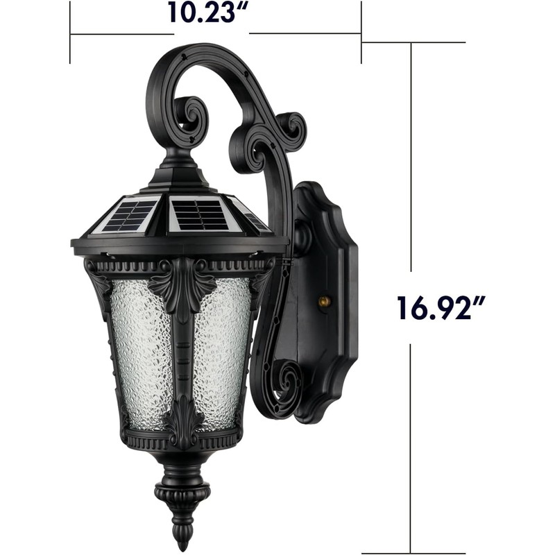 HOLKIRT Solar LED Wall Light Outdoor, Dimmable Waterproof LED Wall