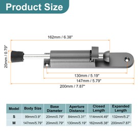 sourcing map 2 Pack Kickdown Door Stop, Spring Loaded Telescopic Door Stopper, Adjustable Door Locks Holder for Distance from The Ground 45mm/1.77", Gray