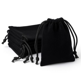 Fyntave 10 Pieces Little Velvet Drawstring Pouch Small Velvet Pouch Jewelry Pouches Black Gift Bags with Drawstring Soft Party Favors Bag for Jewelry Candy Gadgets (3x4 Inch)