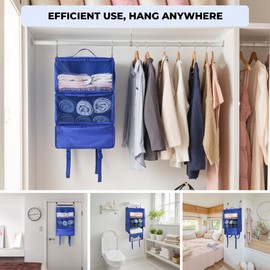 GRANNY SAYS Hanging Packing Cubes for Travel, Large Portable Hanging Suitcase Organizer, Foldable Compression Luggage Organizer Bags for Clothes, Carry on Closet Suitcase, XXL-Blue Travel Shelves