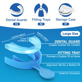 Upgraded Mouth Guards for Grinding Teeth at Night, 2 Pack, Standard Size, Professional Night Guard with Fitting Tray, Comfortable Mouth Guard for Clenching Teeth at Night