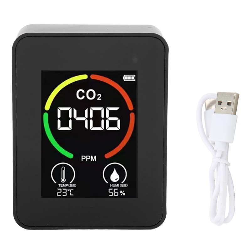 CO2 Detector Air Quality Monitor TVOC Tester USB Charging Thermometer