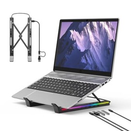 Soporte para Laptop, Base para laptop con Docking Station USB C 4 en 1,6 alturas ajustables,6 modos de iluminacin RGB,Soporte de estacin de...        