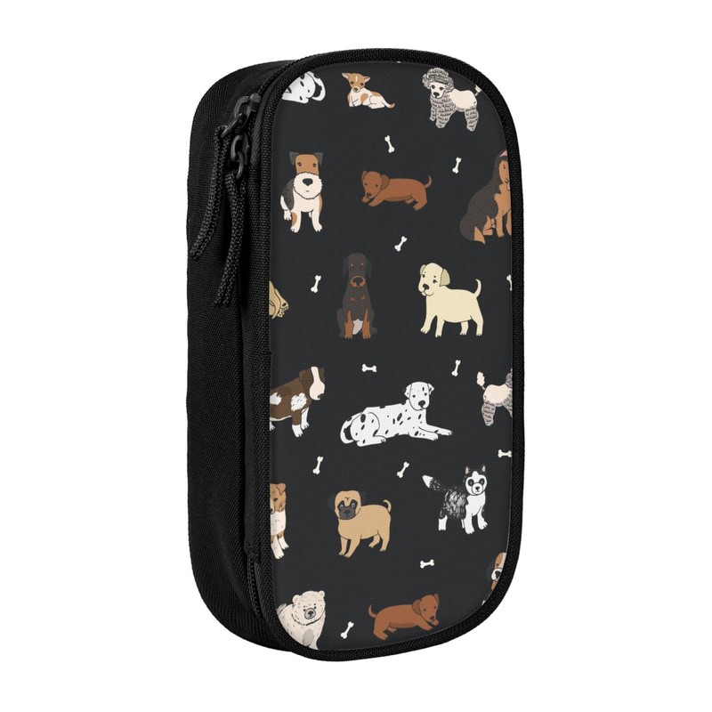Perinsto Cute Dogs Animals Pencil Case Big Capacity Multi Compartment
