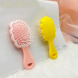 Mini Wet Hair Brush,Small Cute Hair Comb 2 Piece Cloud shaped Hair Brush Combs Set For Women Girls Kids,Travel Shower Detangling Comb Massage HairBrush with Air Cushion for Dry,Wet Hair (Pink)