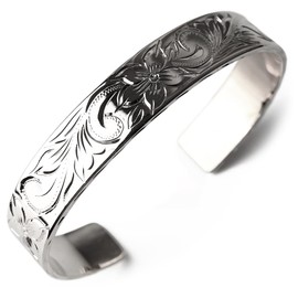 BFF Brand Bangle, Gold, 18K GP Gold, Gold Maile Scroll Wave, Hawaiian Flat Bangle, Flat Band, Bracelet, Hawaiian Jewelry, Exclusive Box Included, Brass Brass 18K Plated