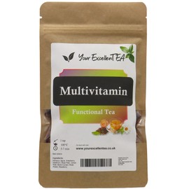 Multivitamin Loose Tea - 100g - Fruit Herbal Functional Brew Loose Leaf - Mix of Hibiscus, Apple, Elderberry, Hawthorn, Rose Peel, Lemon Peel, Black Currant, Rose Petals, and Raspberry