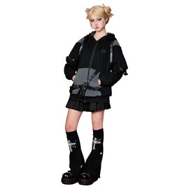 Micotaku French Bulldog Hoodie Black and Gray Furry Paw Hoodie Daily Wear