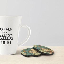 Car coasters 2 pack stylish boho map elephant Printing Durable and Stylish| Waterproof, Anti-slip | Practical car accessories