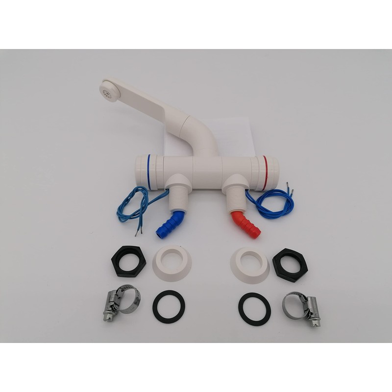 CR-MOESANCO White Compact Mixer Tap + Stainless Steel Clamp for