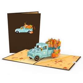 Lovepop Thanksgiving Pop-Up Card for Her and Him - 3D Holiday Greeting for Boys, Girls, Men, Women - Harvest Truck 5" x 7" Pumpkin Patch - Blank Note Card & Envelope Included
