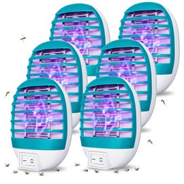 6 Pack Plug in Bug Zappers Indoor for Flying Insect Mosquito, Electronic Mosquito Zappers Gnat Traps with LED Light for Patio, Bedroom, Kitchen, Office