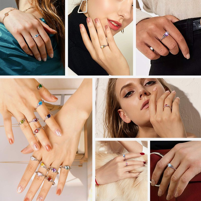 Suplight Women's Birthstone Heart Ring, One Size Fits Most, Garnet