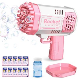 Pistola Bolle di Sapone, Macchina automatica per Bambini, Macchina per Bambini, Feste di Compleanno, Pasqua, Bolle Automatica, Estate - Rosa