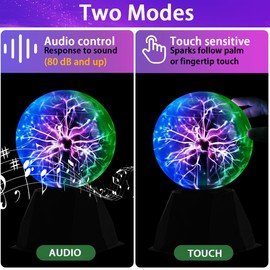 Plasma Ball 15 cm Magic Sphere Ball Light Touch and Sound Sensitive Plasma Ball Light Electrostatic Flash Ball Tri-Colour Light Educational Physics
