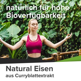 Surpresa Natural® - High Dose Iron in Capsules + Vitamin C | Natural Iron Tablets High Dose from Curry Leaf Extract | 120 Capsules for 4 Months Supply | Laboratory Tested & Vegan | Made in Germany