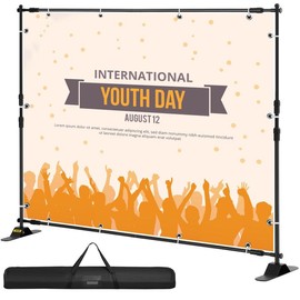 VEVOR 10 x 8 Ft Backdrop Banner Stand Adjustable Height and Width Newest Step and Repeat for Trade Show Wall Exhibitor Photo Booth Background Accessories Aluminum - Color: 10 x 8 Ft
