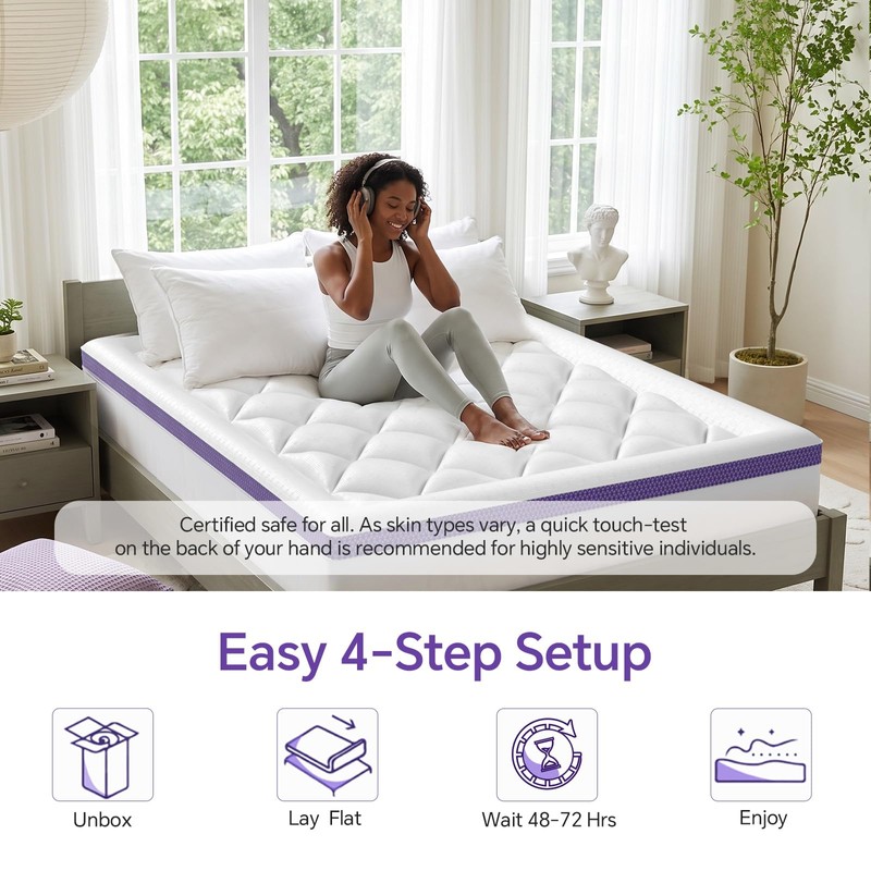 ChiXpace Queen Mattress Topper, Viscose Derived from Bamboo, Pillow Top