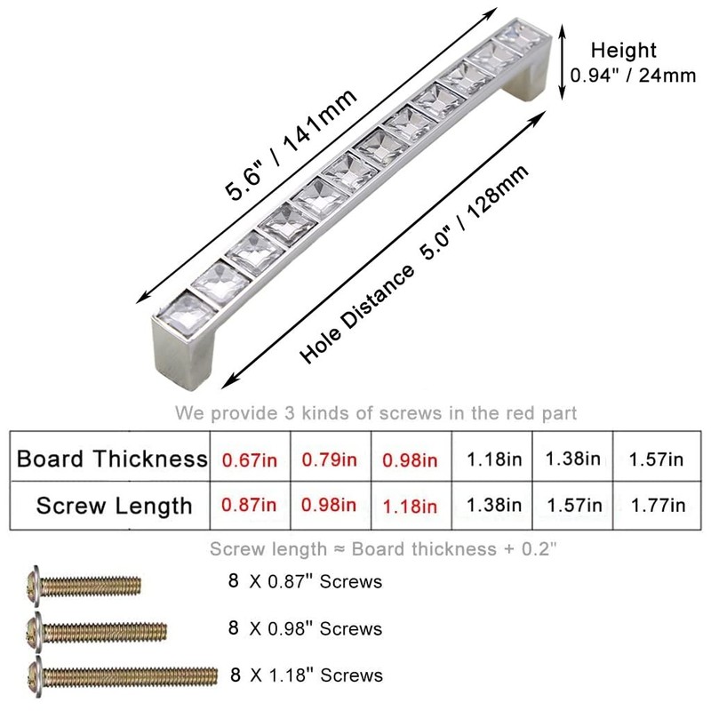 ESreake Large U Shape Diamond Crystal Glass Rhinestone Cabinet Pulls