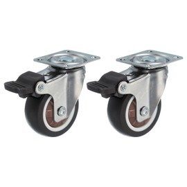 PATIKIL 2 Inch Caster Wheels, Set of 2 Plate Casters Heavy Duty TPR Locking Swivel Caster with Brake 77 Lbs for Furniture Cart Workbench Equipment, Brown