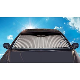Dash Designs, Inc.Retractable 19 Inches Windshield Sunshade for Ford Mustang|2005-2024 (Silver)