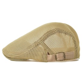 NALITARE Newsboy Beret Ivy Cap Cabbie Flat Cap Adjustable Men Breathable mesh Summer Hat (Beige)