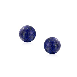 Simple Dark Blue Lapis Lazuli Gemstone Round Circle 6 MM Ball Stud Earrings For Womne For Men 925 Sterling Silver