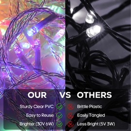 Soiarllt 600 LED Christmas Fairy String Lights, Outdoor 246FT Waterproof Twinkle Lights, Color Changing String Lights, 11 Lighting Modes, Timing, Christmas Decoration-Multicolor to Cold White…