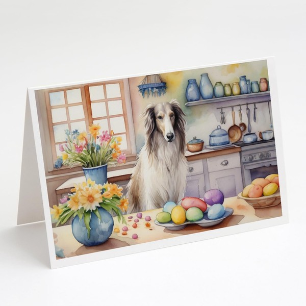 Caroline's Treasures DAC6769GCA7P Decorating Easter Borzoi Greeting Cards Pack of