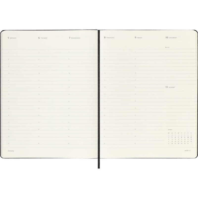 Moleskine PRO 12 Month 2026 Weekly Vertical Planner, Hard Cover,