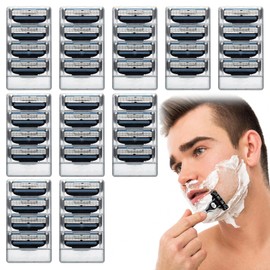 Pack of 40 Compatible Mach 3 Razor Blades Compatible Mach 3 Compatible Mach3 Razor Blades with Triple Blade Not Compatible with Fusion 5 Razors Manual Hairdressing Blades for Men